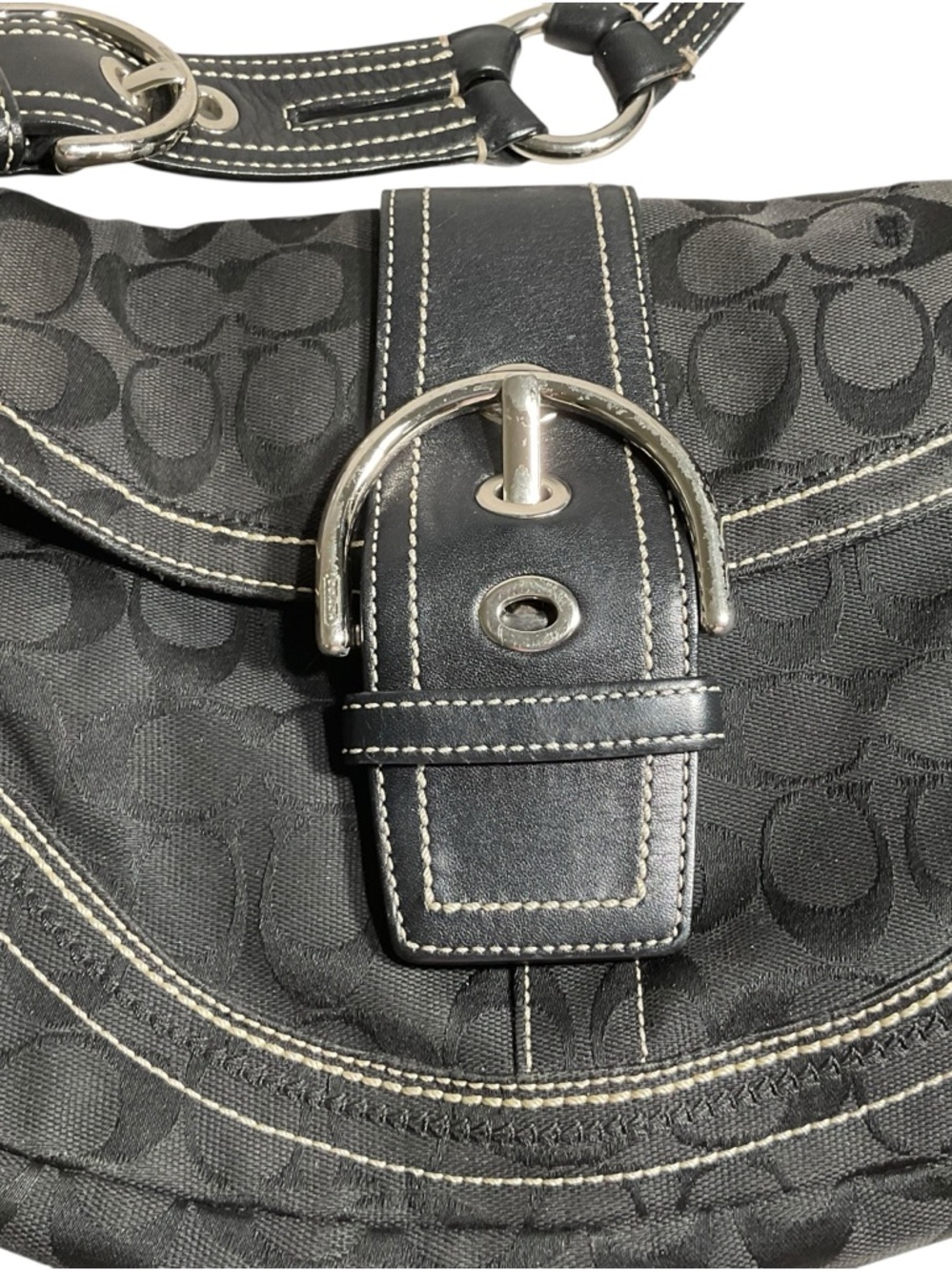 Coach Black Signature Canvas Buckle Hobo Shoulder Bag - Picture 5 of 16